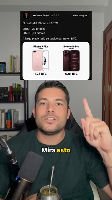 reel de Instagram: Hoy, ¿comprarías un iPhone o ahorrarías en BTC?